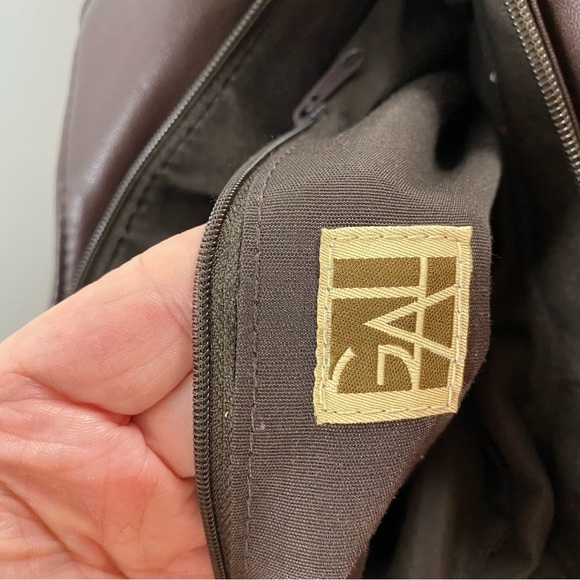 GAL Dark Brown Leaf Fringe Beaded Handle Boho Bag EUC - Picture 10 of 10